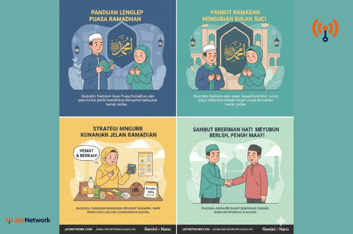 Ilustrasi teks doa niat puasa Ramadhan dan doa buka puasa dengan latar belakang masjid estetik 2026