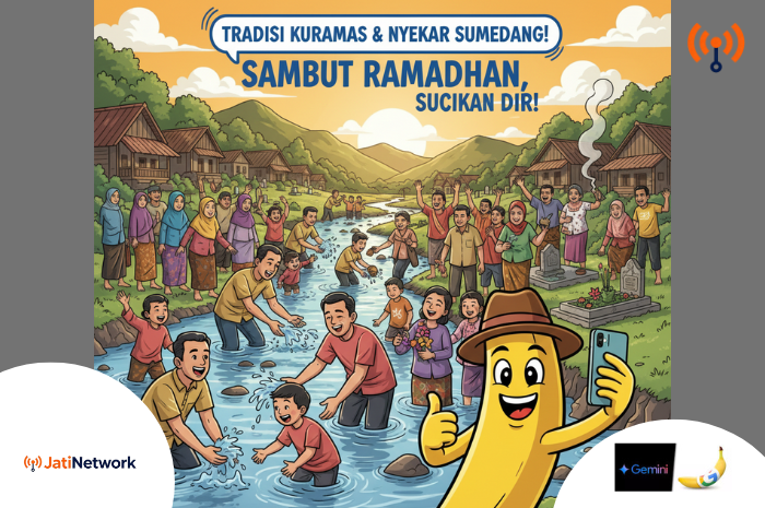 Masyarakat Sumedang melakukan tradisi Kuramas di sungai menjelang bulan Ramadhan 2026