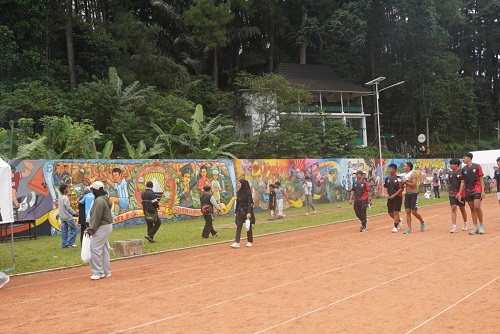 Mural artistik di Sport Center Tadjimalela Sumedang hasil Lomba Mural Piala Bupati 2026