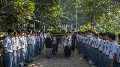 Ratusan siswa memberikan penghormatan terakhir kepada seorang perempuan yang pernah mewakafkan tanah untuk sekolah mereka